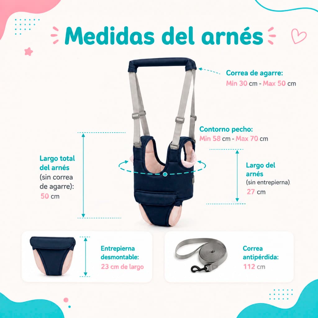 Arnés Caminador Bebé Primeros Pasos Little Steps | Evolutivo — Azul