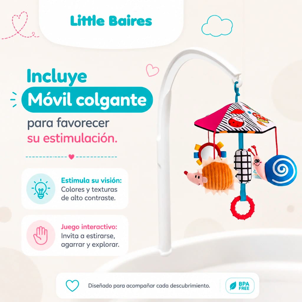 Cambiador Infantil Impermeable con Arco y Cinturón | Portátil — Beige