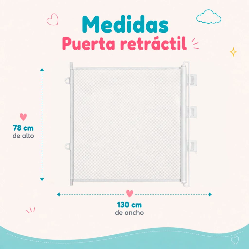 Puerta Barrera de Seguridad Retráctil Enrollable 130x78 cm — Blanco