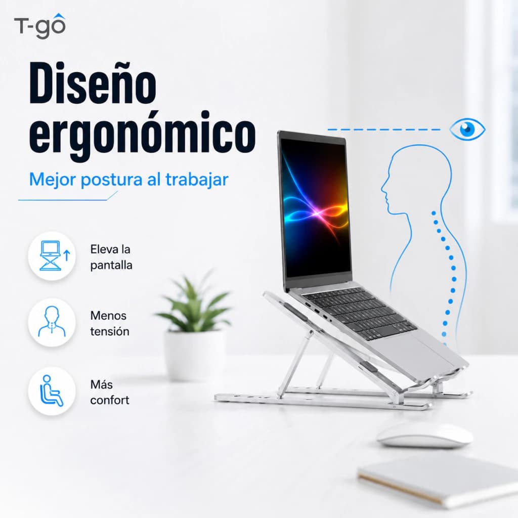 Soporte Notebook Aluminio Plegable 7 Posiciones 10" a 15.6" con Funda