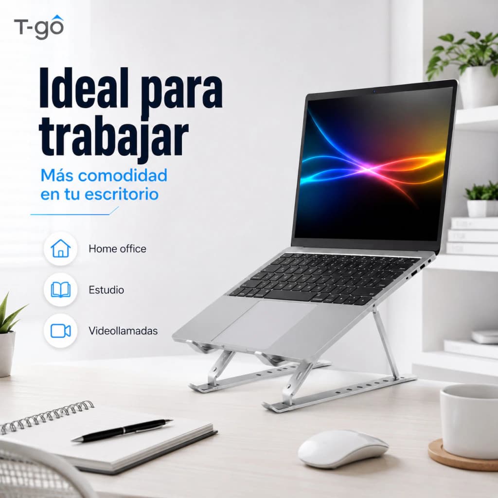 Soporte Notebook Aluminio Plegable 7 Posiciones 10" a 15.6" con Funda