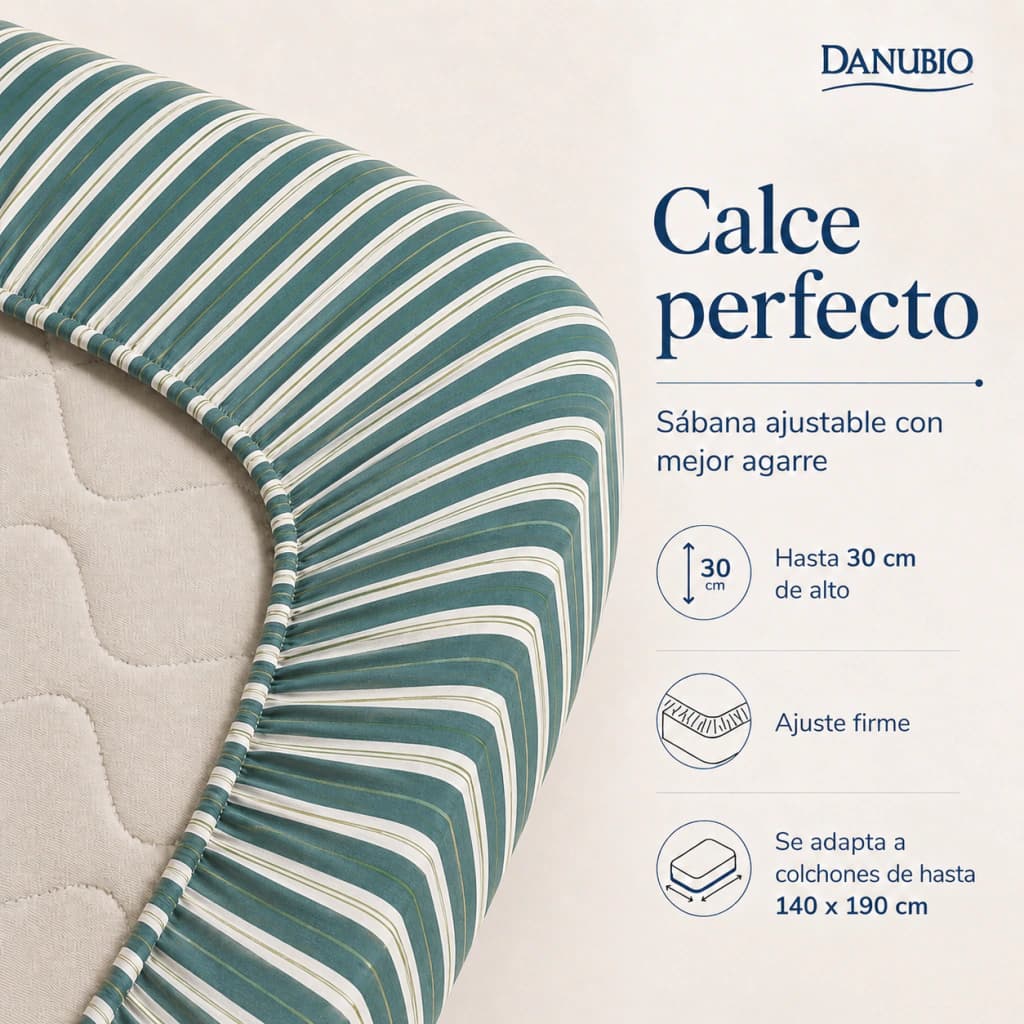 Juego de Sábanas Danubio Stripes Tamaño Full | 144 Hilos — Riley Black A809