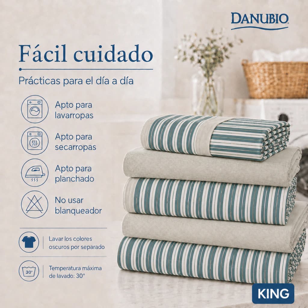 Juego de Sábanas Danubio Stripes Tamaño King | 144 Hilos — Riley Black A809