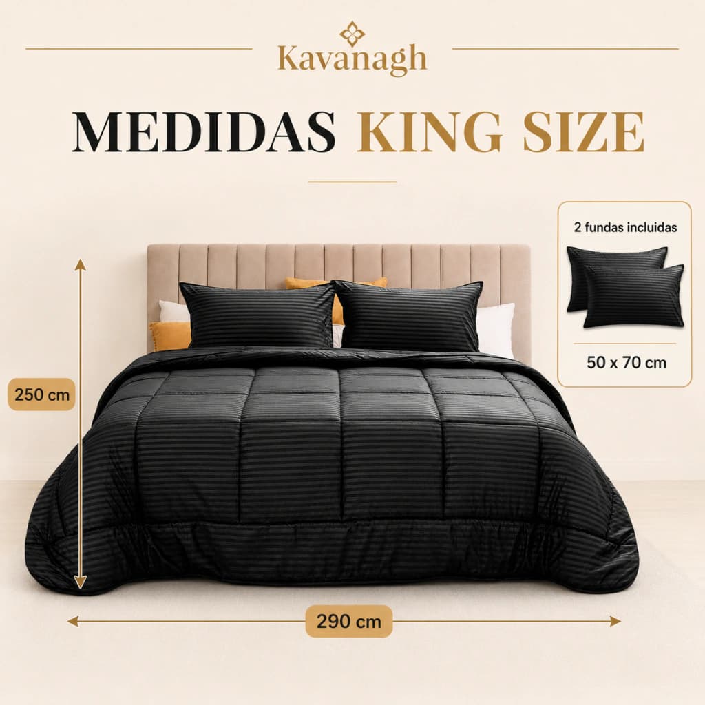 Acolchado King Size Kavanagh Dobby + 2 Fundas | Importbaires
