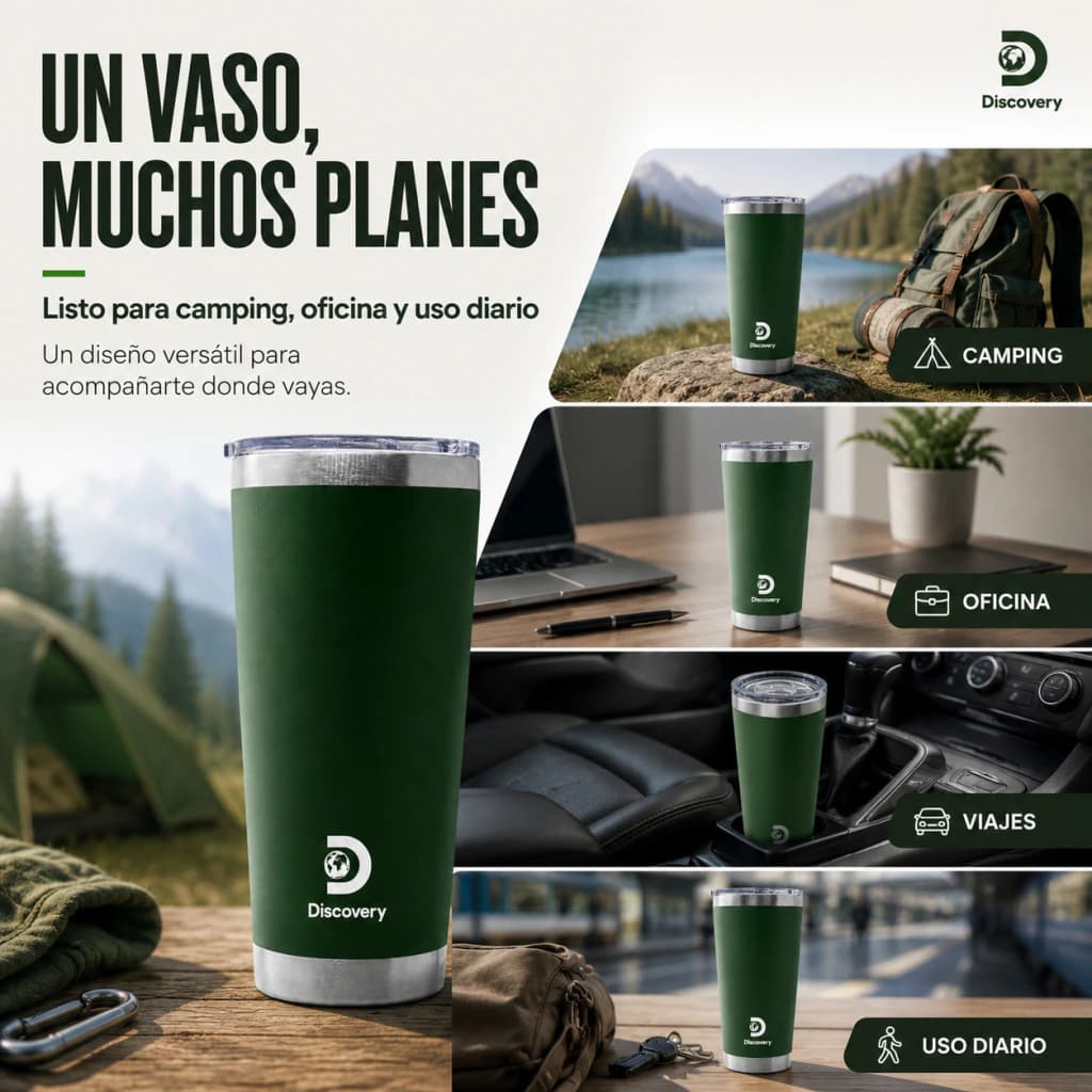 Vaso Térmico Discovery 600 Ml Acero Inoxidable Color Verde