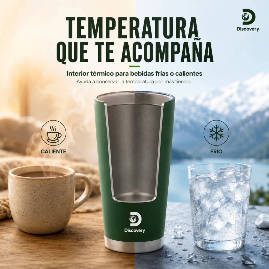 Vaso Térmico Discovery 600 Ml Acero Inoxidable Color Verde
