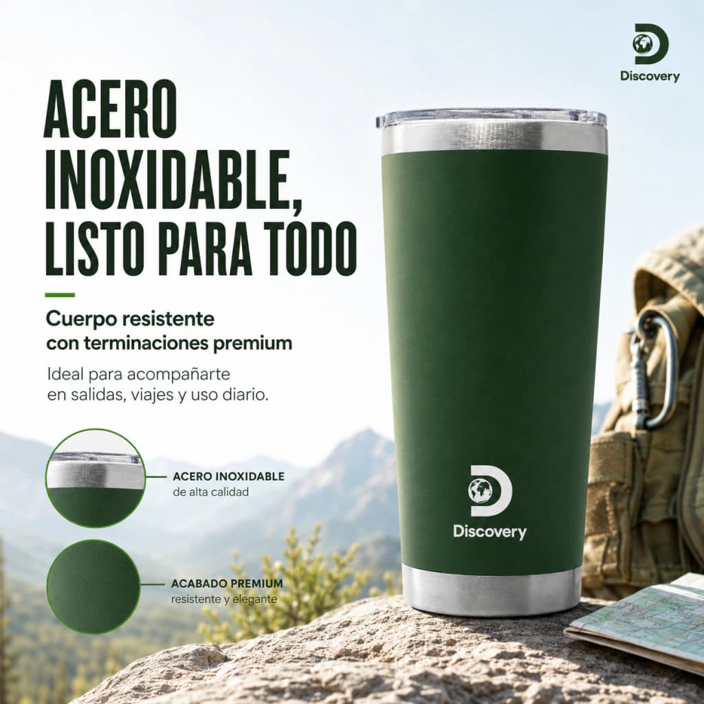 Vaso Térmico Discovery 600 Ml Acero Inoxidable Color Verde