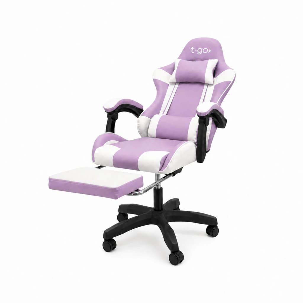 Silla Gamer Ergonómica | Escritorio — Rosa / Blanco / Cuero sintético