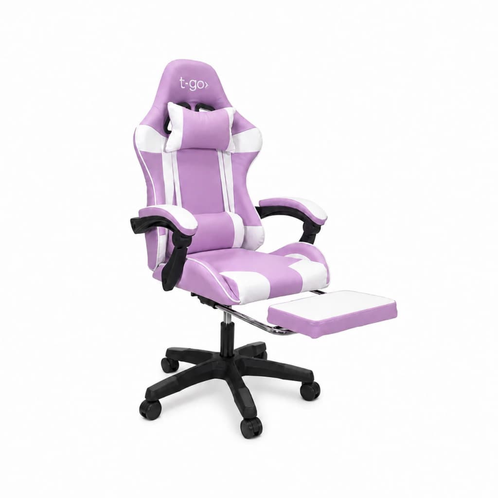 Silla Gamer Ergonómica | Escritorio — Rosa / Blanco / Cuero sintético