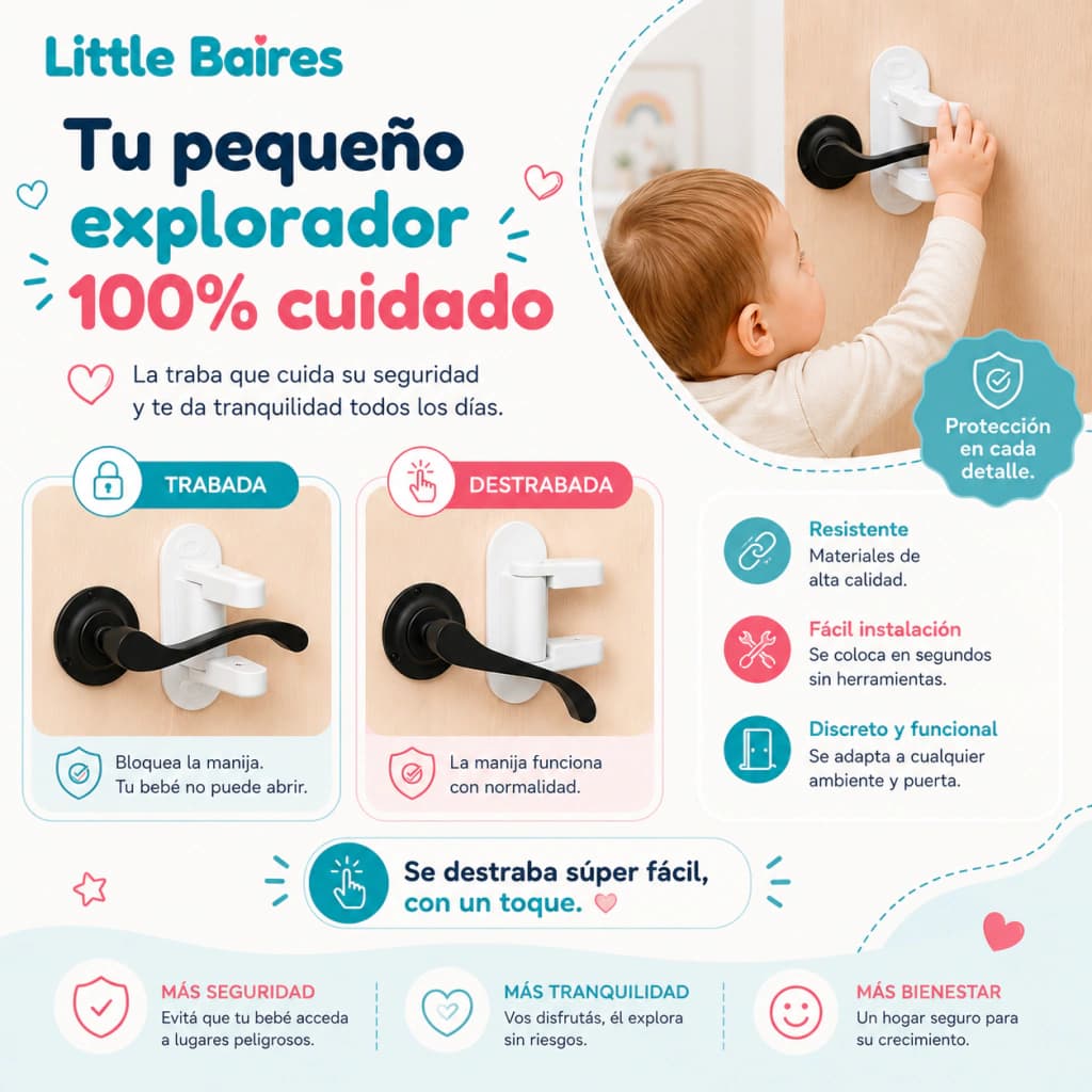 Pack x2 Traba Picaporte de Seguridad para Puertas | Bebés