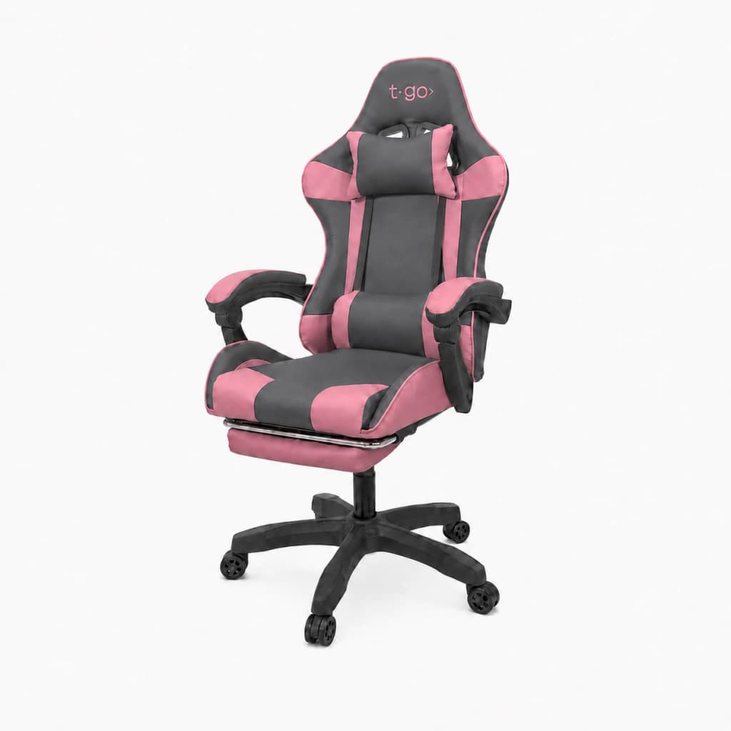Silla Gamer Ergonómica | Escritorio — Gris / Orquídea / Cuero sintético