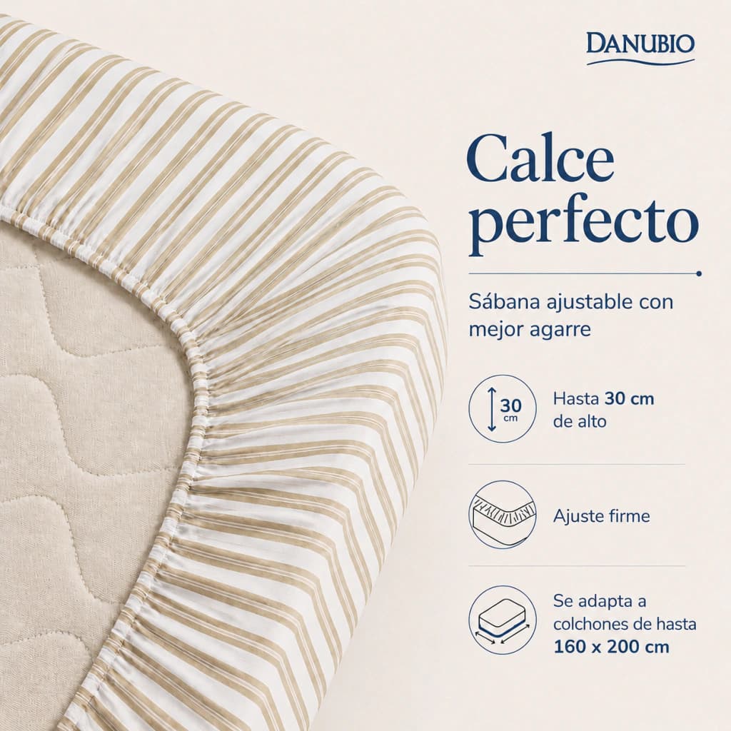 Juego de Sábanas Danubio Stripes Twin Plazas | 144 Hilos — Dominic Smoke A813