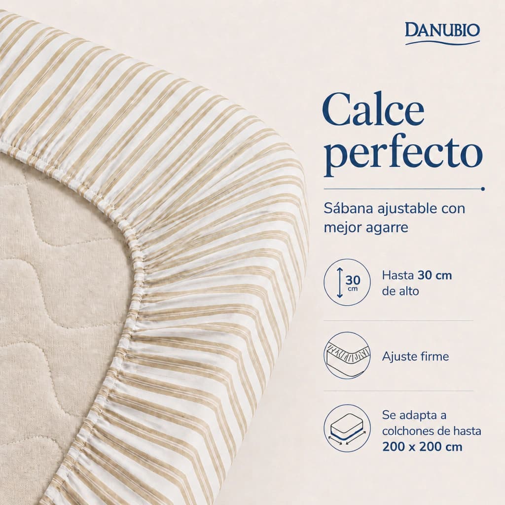 Juego de Sábanas Danubio Stripes Tamaño King | 144 Hilos — Riley Black A809