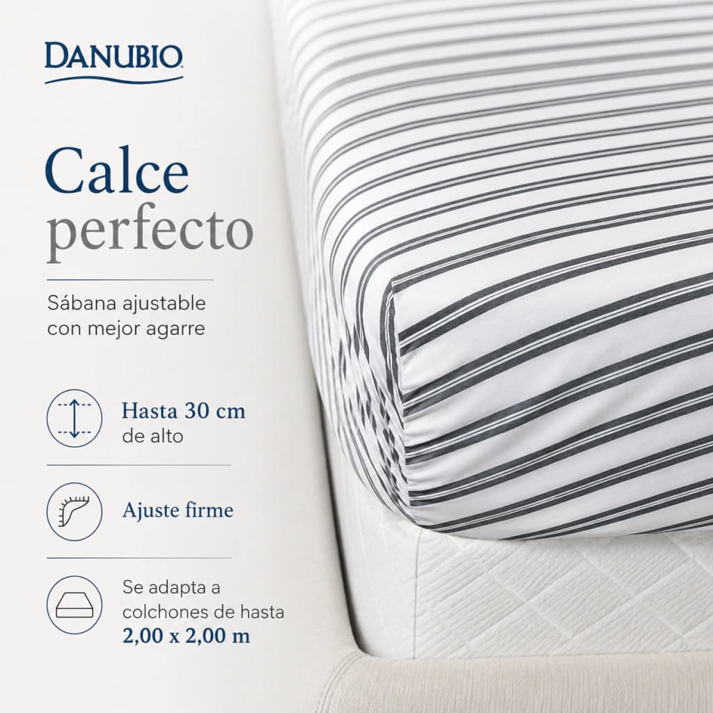 Juego de Sábanas Danubio Stripes Tamaño King | 144 Hilos — Riley Black A809