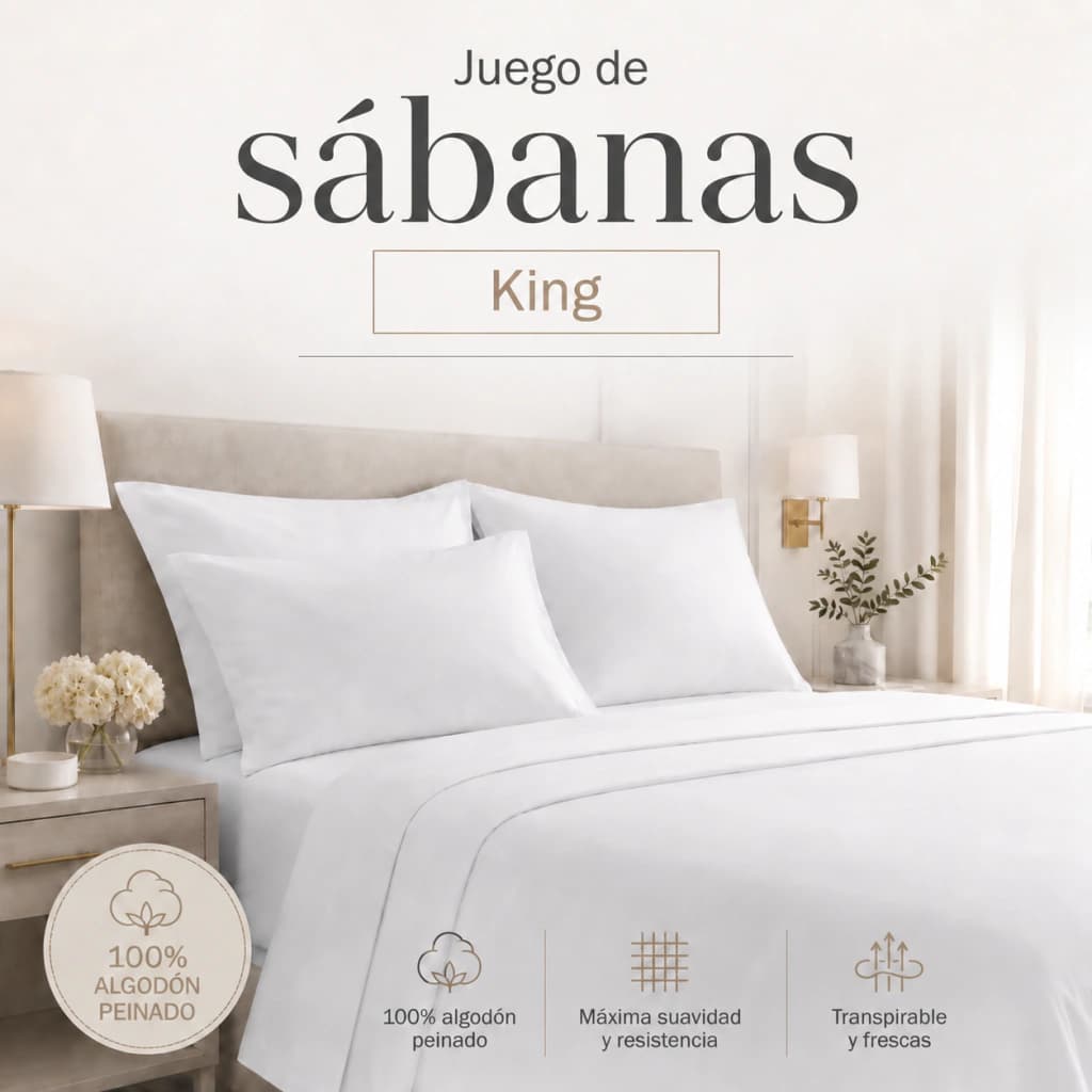 Juego de Sábanas Danubio 100% Algodón King Size | 144 Hilos
