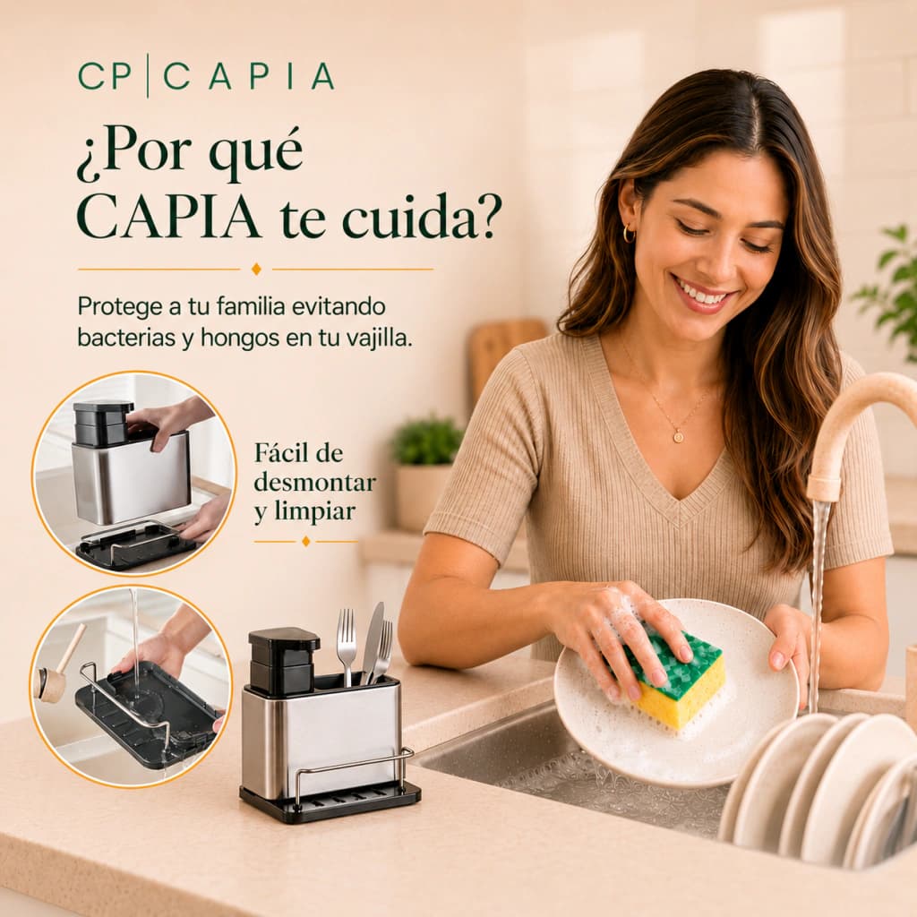 Dispenser Detergente Acero Inoxidable Organizador de Bacha | Capia