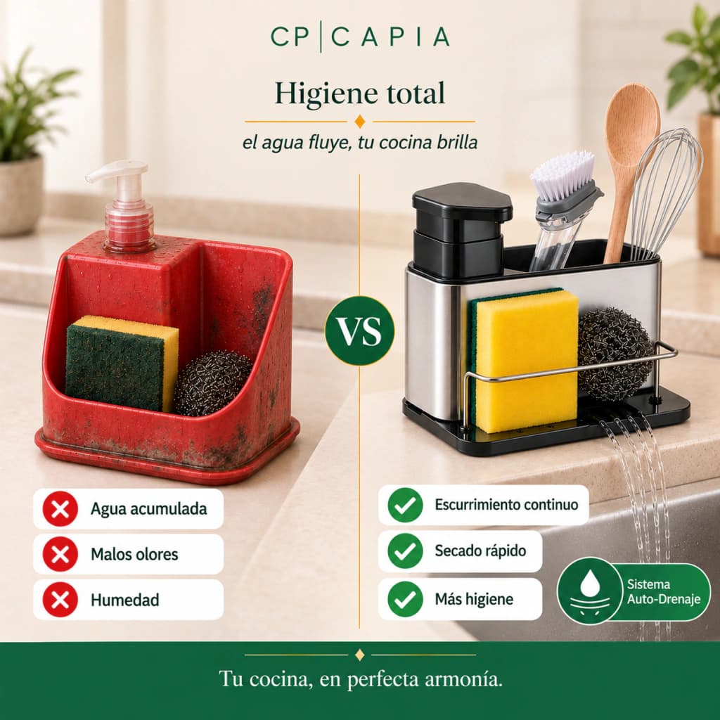 Dispenser Detergente Acero Inoxidable Organizador de Bacha | Capia