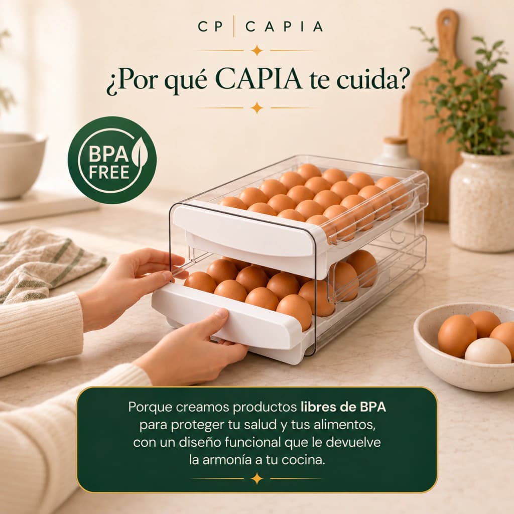 Huevera Organizadora Heladera Doble Cajón Deslizante Capia x40 Huevos