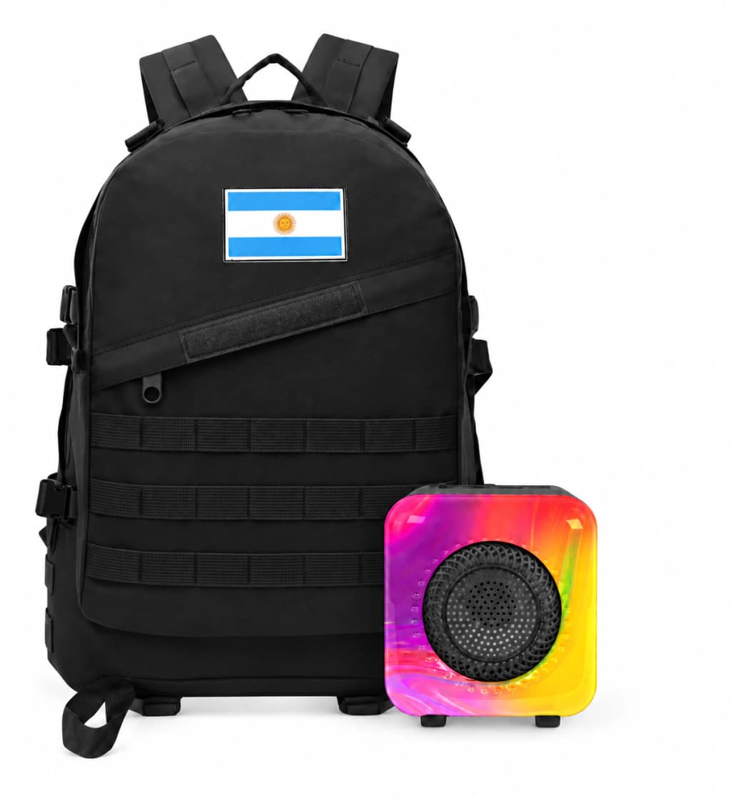 Mochila Táctica Militar 30L T-GO con Parlante Bluetooth Gratis — Negro