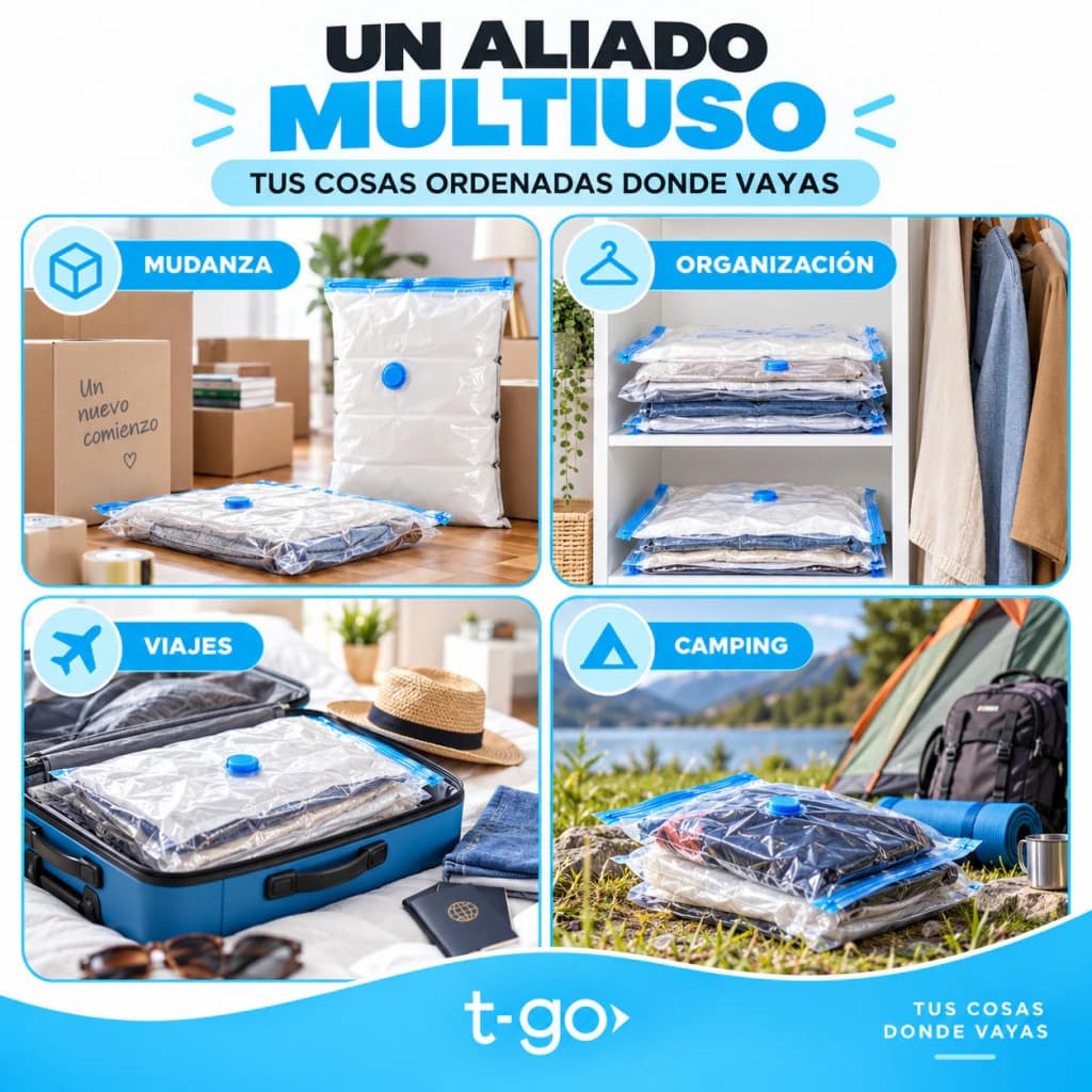 Kit 15 Bolsas al Vacío 80x90 cm T-GO + Bomba de Mano Incluida