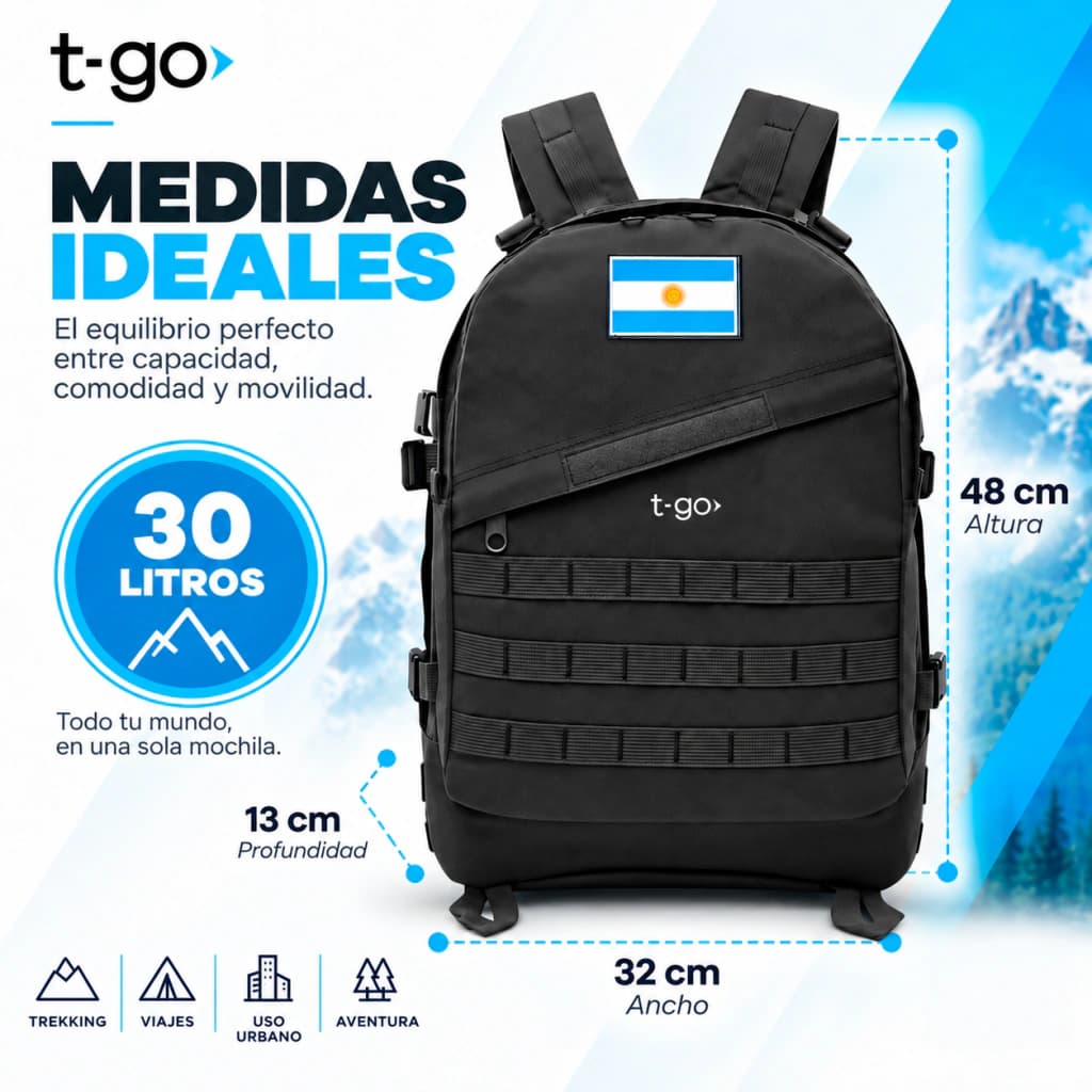 Mochila Táctica Militar 30L T-GO con Parlante Bluetooth Gratis — Camel