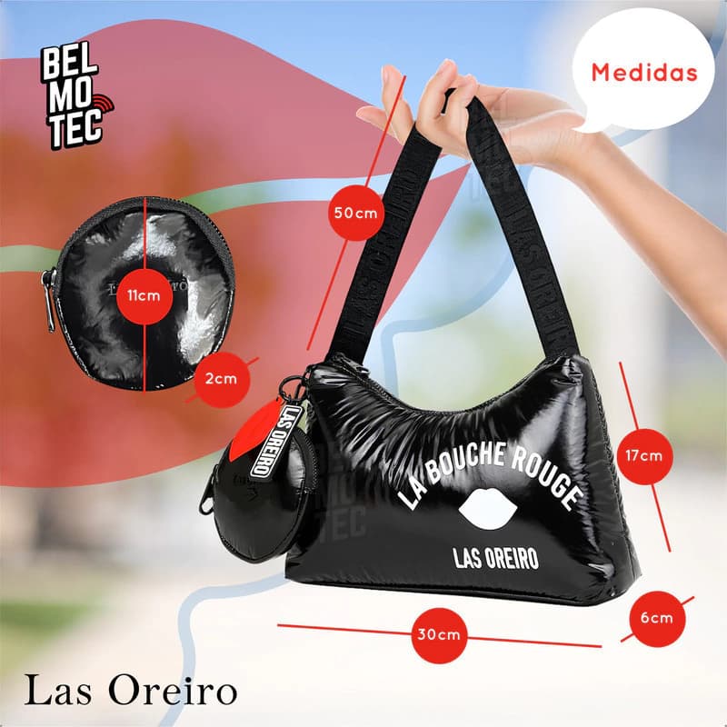 Cartera Baguette Puffer Las Oreiro | Mujer | Negro | Con Monedero