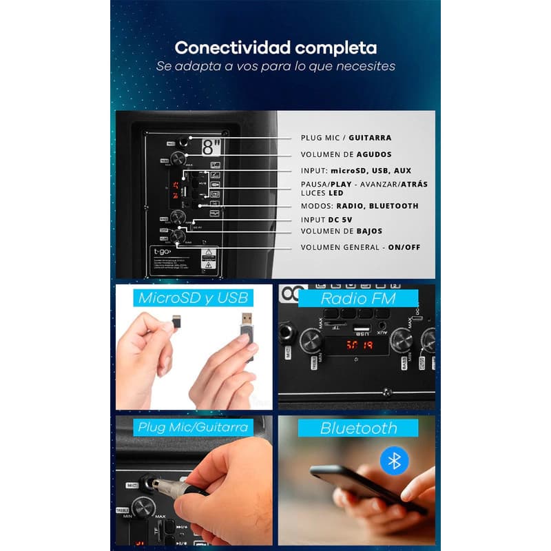 Parlante T-go Bahamas Sp0811 2.1 Bluetooth Portátil 5v