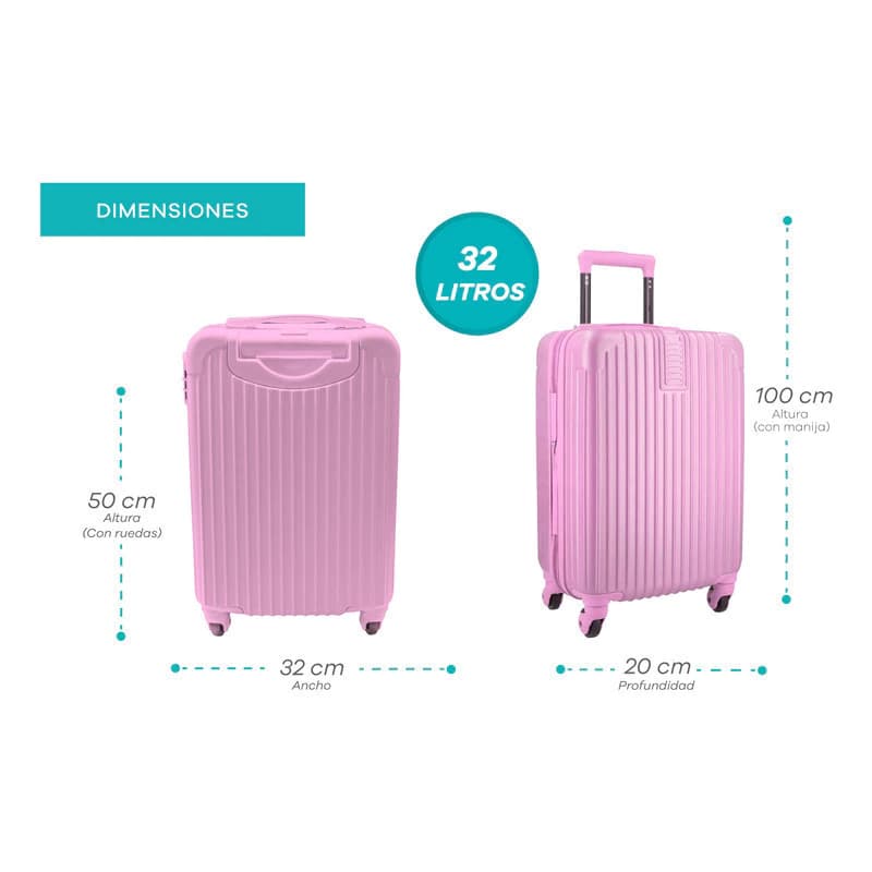 Set Valija Carry On Cabina Con Ruedas + Mini Valija Neceser — Gris