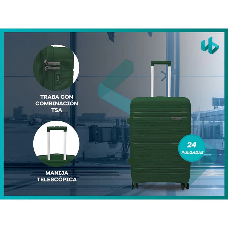 Valija Rígida Mediana Bagcherry Candado TSA 4 Ruedas 360° ABS 60L — Negro 241 / Liso