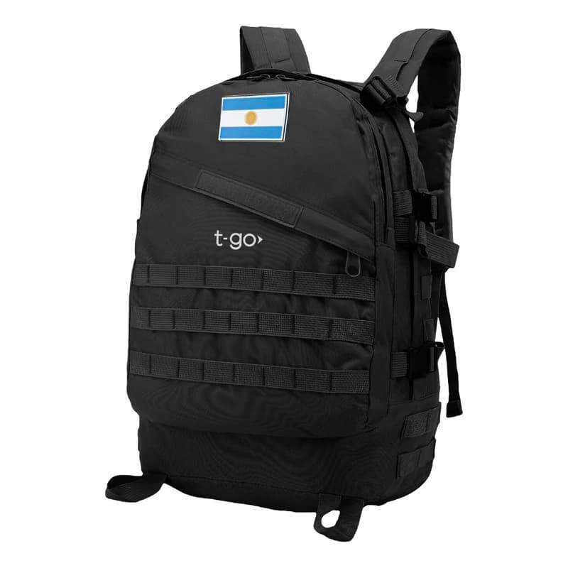 Mochila Táctica Reforzada para Camping y Trekking con Parches de Regalo T-GO EM170 — Negro / Liso