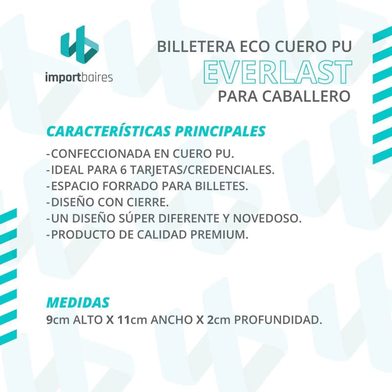 Billetera Everlast Cuero PU con Cierre | 6 Compartimentos para Tarjetas — Azul con negro 26868