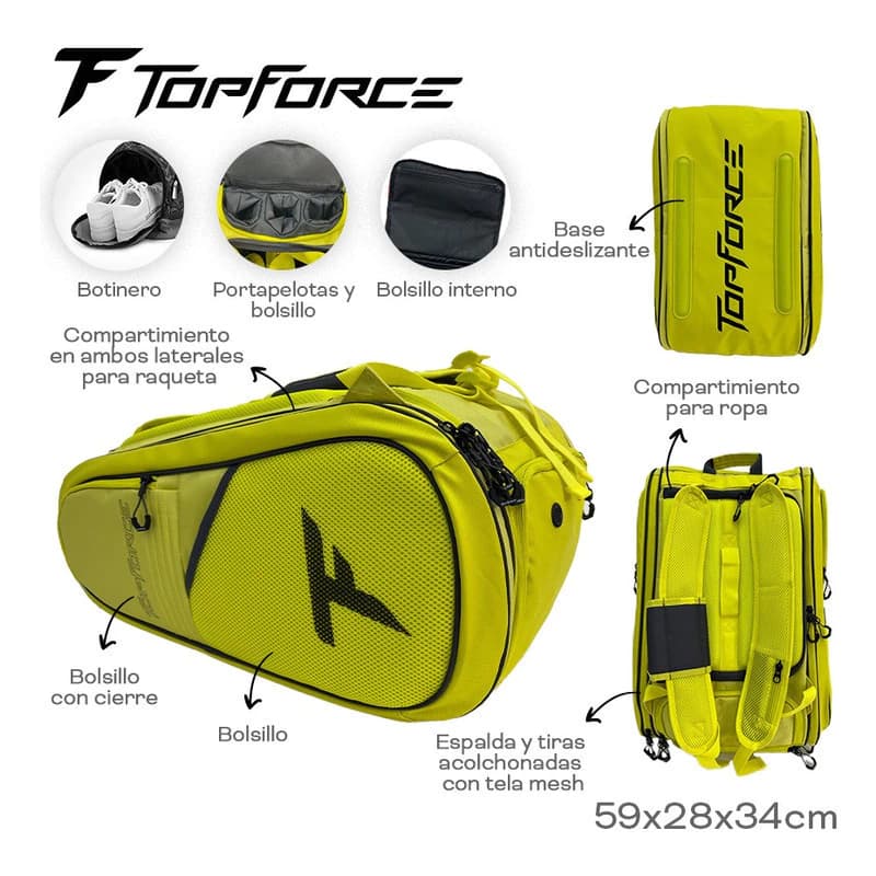 Bolso Padel Top Force Multiples Bolsillos Botinero Pelotas
