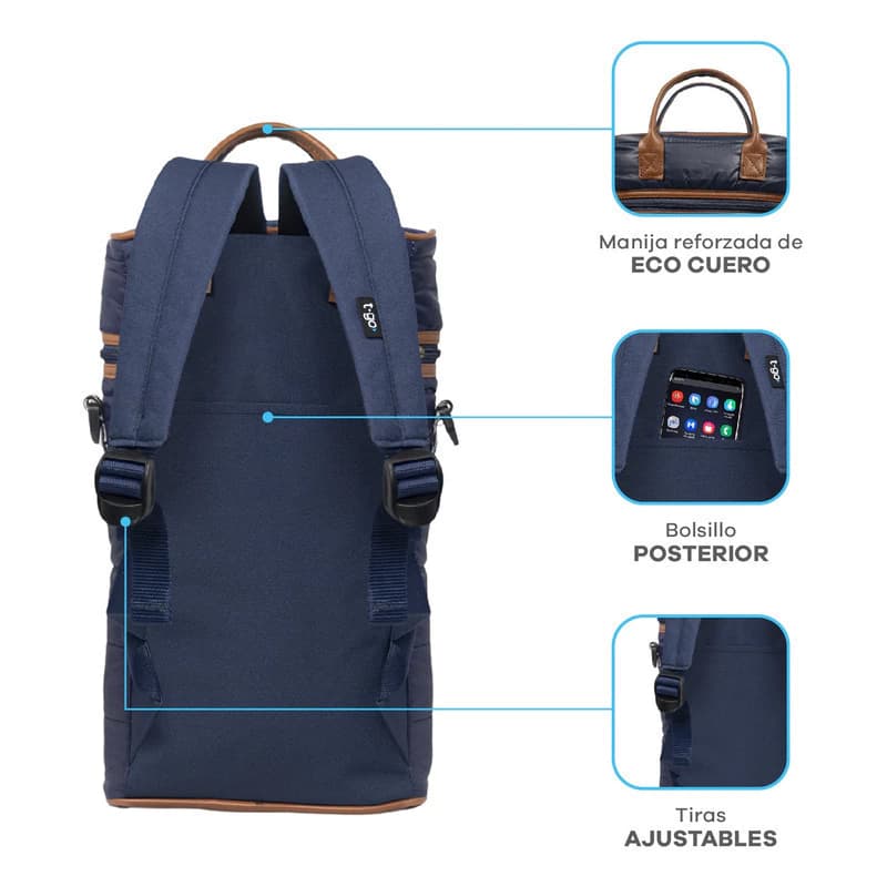 Bolso Matero Mochila Morral Ajustable Porta Termo Mate — Negro