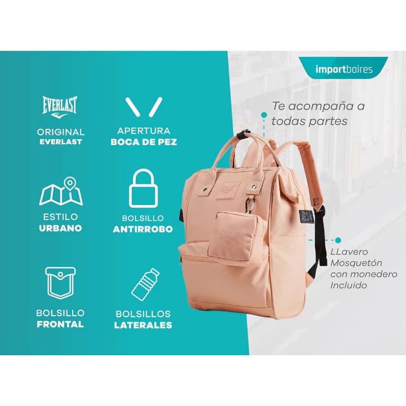 Mochila Cartera Urbana Boca De Pez Modelo Grande Nylon — Negro 22204