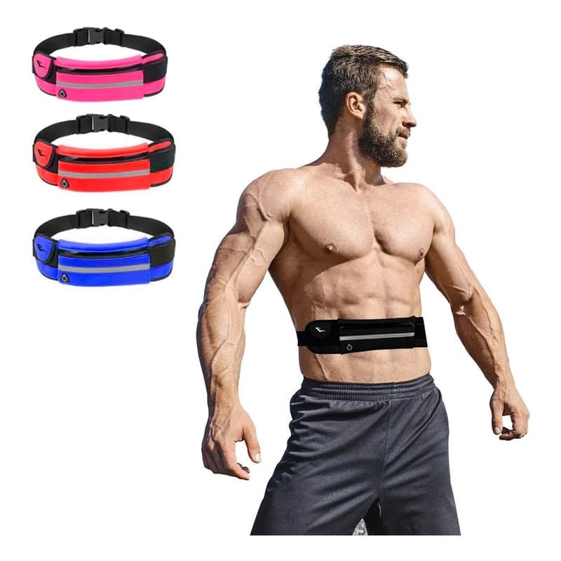 Riñonera Deportiva Everlast Pack x2 Running Ciclismo Gym Neopreno Expandible — Negro