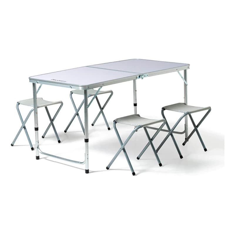 Set Camping 4 Sillas + Mesa 1.20 Plegable Portátil | Discovery — Blanco