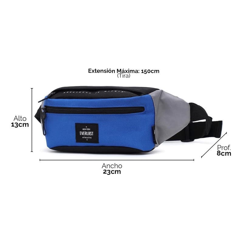 Riñonera Everlast Unisex Urbana Doble Bolsillo Correa Regulable 150 cm
