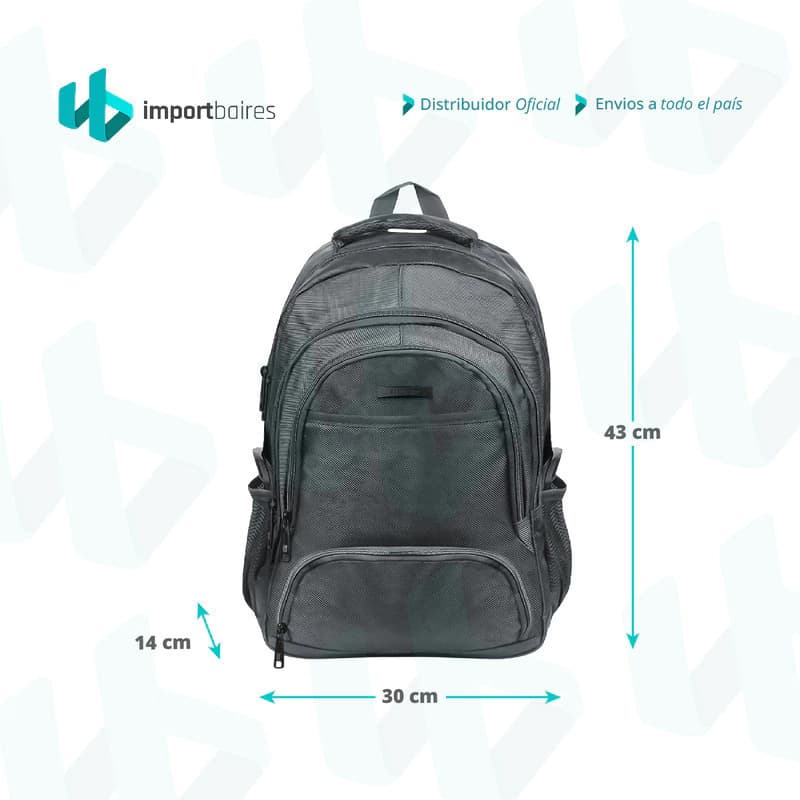 Mochila Escolar Urbana | Notebook | Bargcherry — Gris oscuro 430303 / Liso