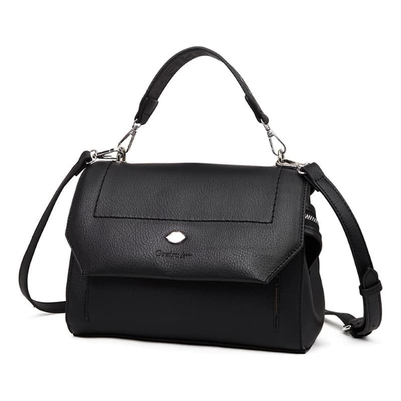 Cartera Bandolera Oreiro Love Urbana 22498 Mujer Verde Suela — Níquel / Negro / Negro