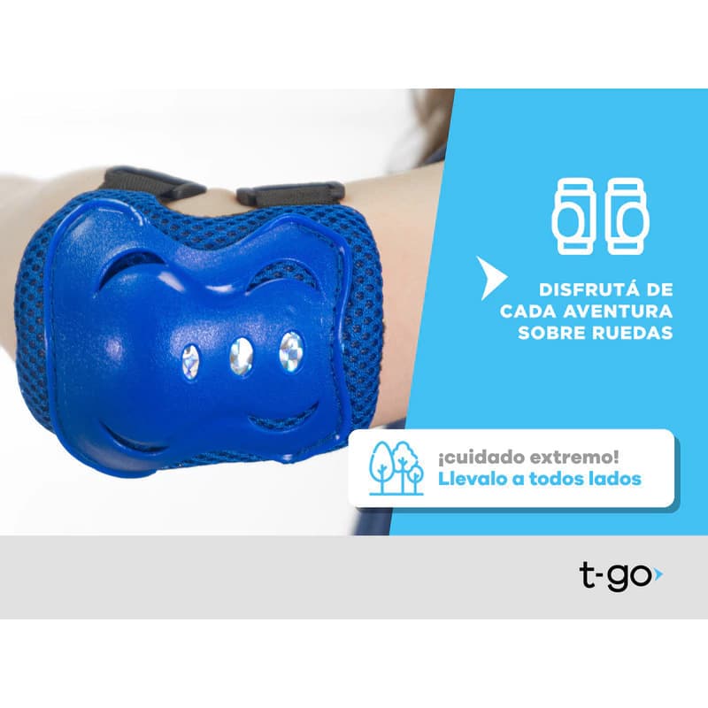 Monopatín 3 Ruedas T-Go SCO018 + Casco y Protecciones Niños — Plegable con Luces LED — Rojo
