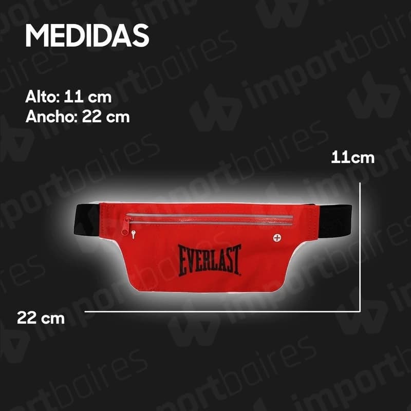 Riñonera Deportiva Everlast Unisex con Doble Bolsillo y Banda Reflectante — Negro