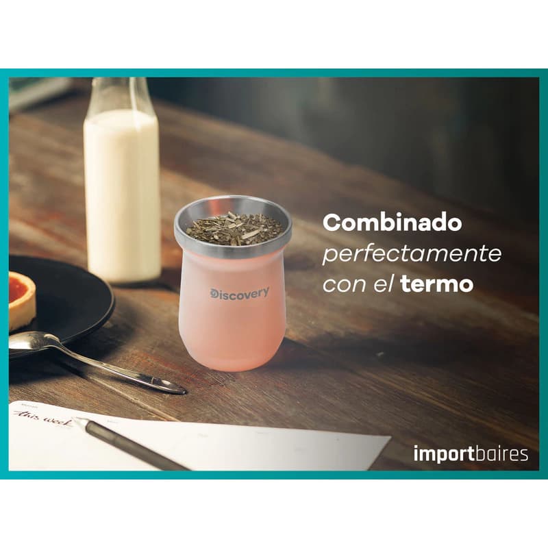 Kit Matero Discovery Adventure Termo 1.3 L + Mate Térmico Acero Inoxidable sin BPA — Blanco