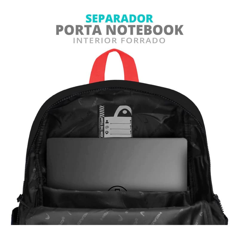 Mochila Urbana Head Porta Notebook 15,6" Reforzada con Air Mesh — Azul marino/Naranja / Lisa