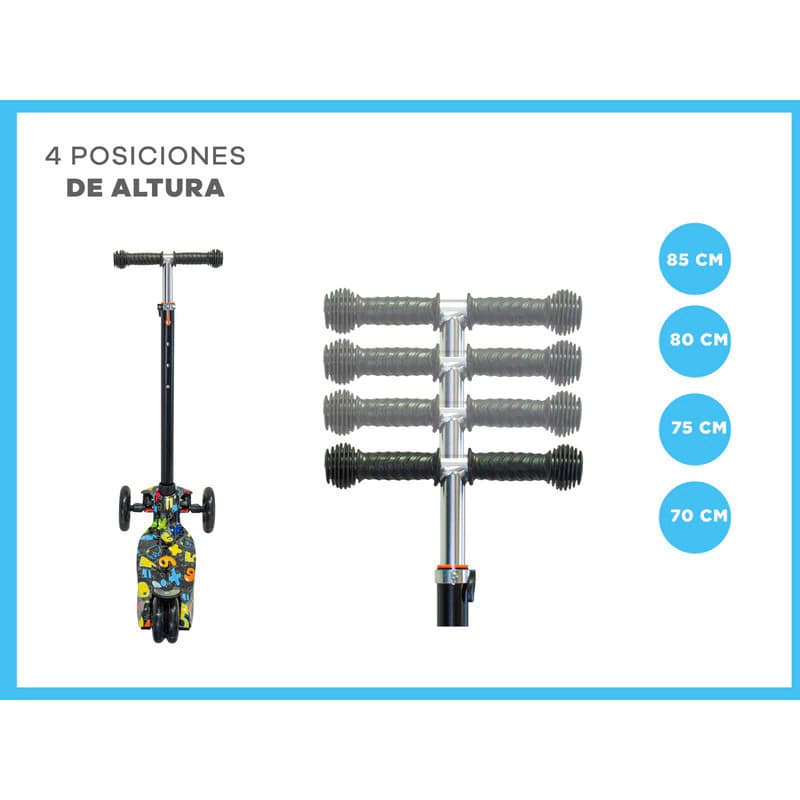 Monopatín 4 Ruedas con Luces LED T-Go SCO550 Niños 5-13 Años Altura Regulable — Verde