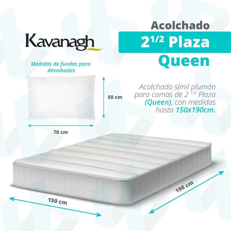 Acolchado Invierno Queen 2½ Plazas Reversible Kavanagh + 2 Fundas de Almohada — Azul