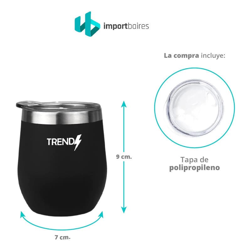 Mate Térmico Acero Inoxidable Trendy 280 ml con Tapa — Doble Pared — 16267 Rosa / Liso