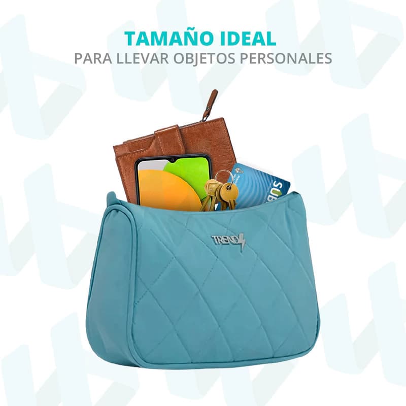 Cartera Mini Bags Trendy Porta Celular Bandolera Acolchada — Aqua 27203 / Negro / Liso