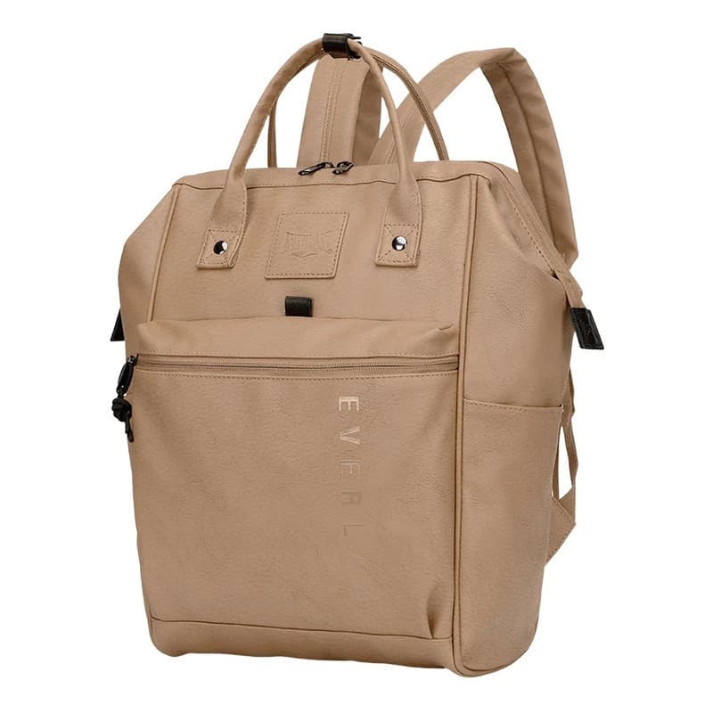 Mochila Cartera Everlast Boca de Pez Eco Cuero Urbana Antirrobo Mujer — Camel 21479 / Eco cuero