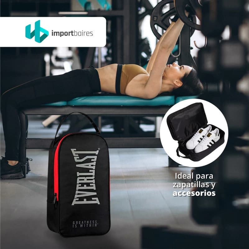 Bolso Botinero Everlast Deportivo Unisex Fútbol 8L con Doble Cierre — Negro 26968
