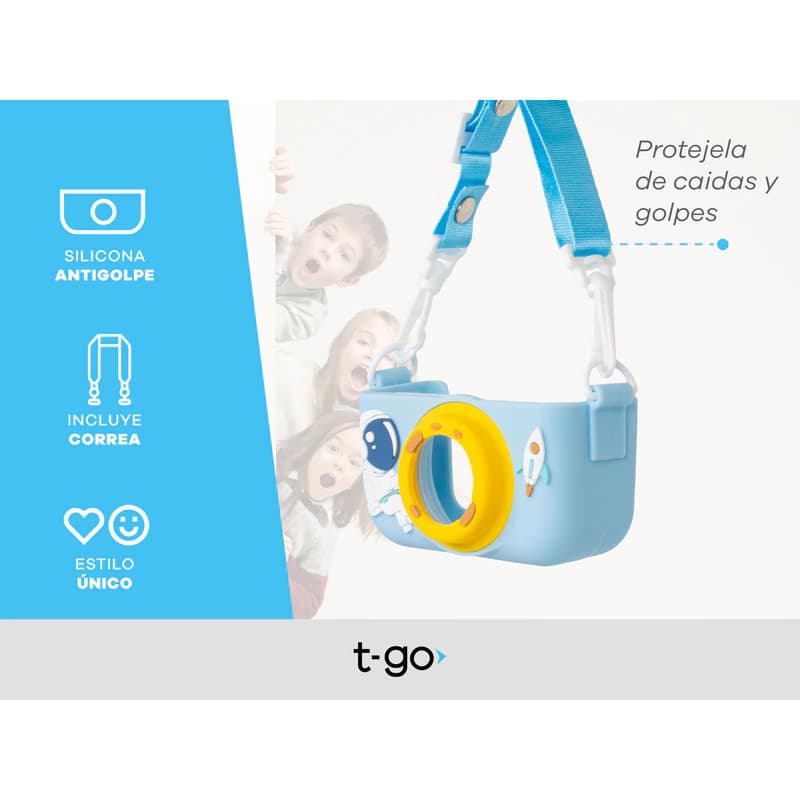 Funda Silicona Antigolpes Cámara Digital Infantil T-Go – Protección para Kids — Rosa UNICORNIO